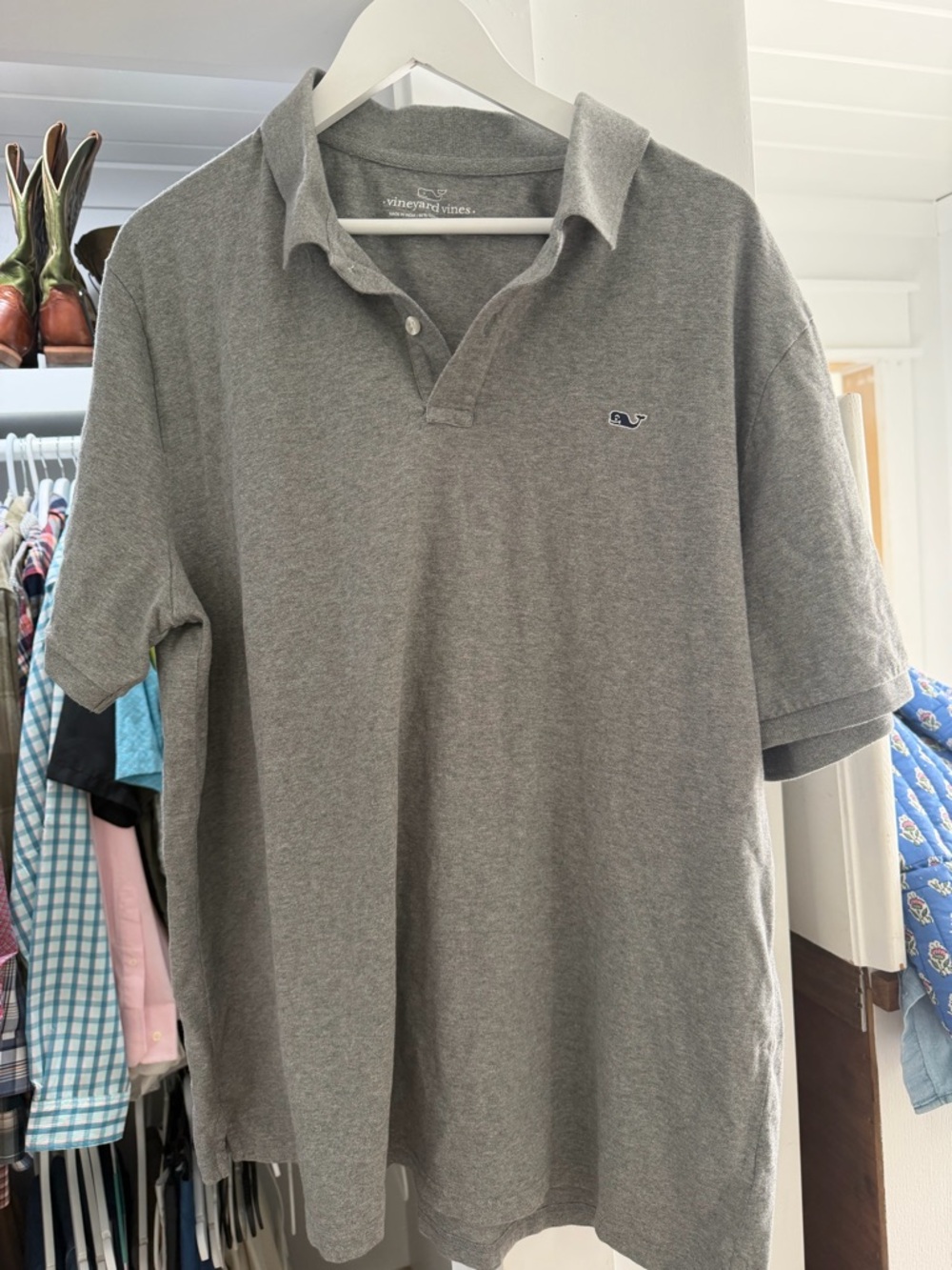 Vineyard Vines Men's  XL Heather Grey Polo with Whale Logo